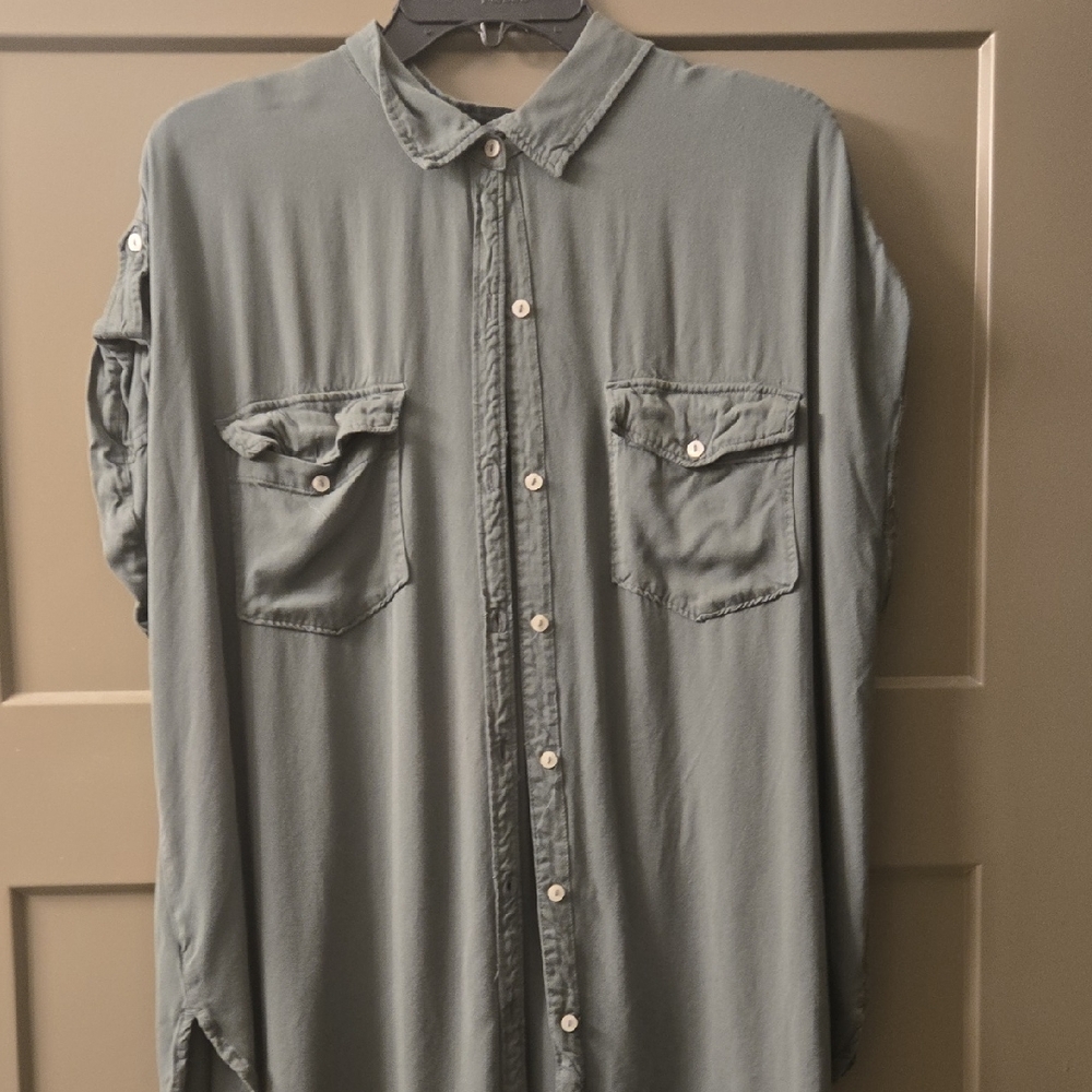 Aerie Green Button Up Shirt